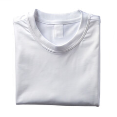 White cotton t shirt neatly folded on pure white isolated on a transparent background tshirt apparel