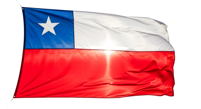 Majestic Waving Chilean Flag with a dramatic backlighting effect, Symbol of Patriotism and National Pride, isolated on transparent background