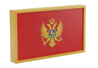 Photo of montenegro flag with coat of arms on white