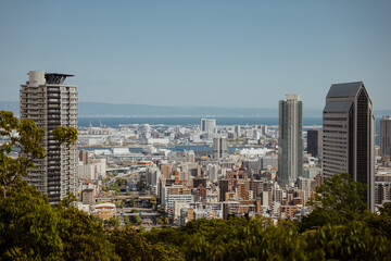 Fototapeta premium Cityscapes of Kobe city , office building and downtown of Kobe Bay, Japan, Kobe has been an important port city