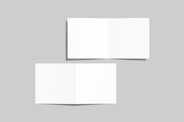 Realistic blank brochure square bifold illustration for mockup
