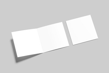 Realistic blank brochure square bifold illustration for mockup