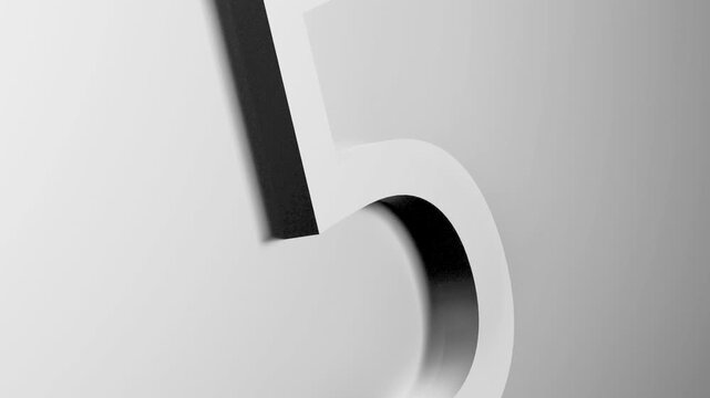 Metal number 5, three-dimensional five, fifth, sign, symbol. Concept 5, animation. 3D render