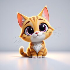Fototapeta premium Adorable ginger tabby kitten with large purple eyes orange