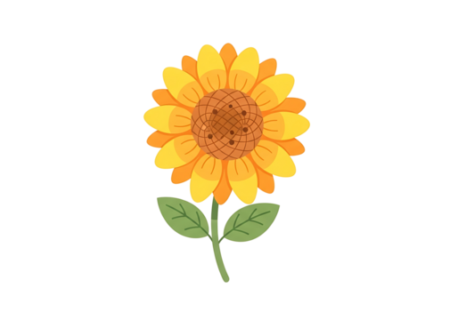 A cheerful sunflower with vibrant yellow and orange petals is displayed against a stark black background. - Powered by Adobe