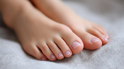 Naklejka premium Real-time nail color change on bare toes – close-up for beauty and care concepts