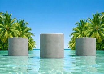 Cement Podiums in Tropical Water