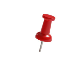 A vibrant red pushpin, ultra-realistic, firmly pressed into a transparent matte surface with a long, clean shadow, product photography style, visual metaphor for focus and strategy