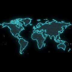 Global map, glowing outline