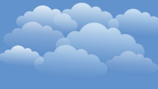 draw several white bird fly in cloudy sky on blue screen background

