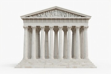 Obraz premium Grecian temple, isolated, white background, architectural design, 3D render