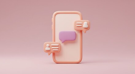 Fototapeta premium Smartphone Communication 3D Render of Digital Messaging and Interaction.