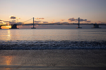 Fototapeta premium Gwangan bridge during sunset in Busan, South Korea