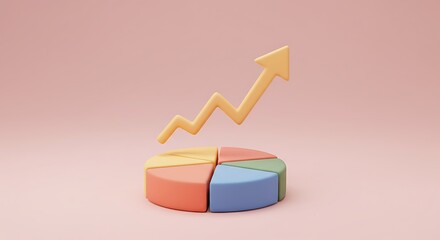Business Growth Chart Upward Trend and Market Share.