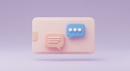3D render of a smartphone with chat bubbles.