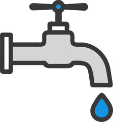 Clean water faucet with a single droplet on white background