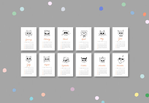 2026 Calendar With Cats Layout