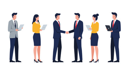 Fototapeta premium Business professionals in formal attire engaging in networking and collaboration
