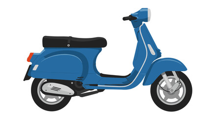 Obraz premium Classic blue scooter on white background perfect for urban motoring concepts