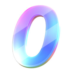 Futuristic holography style 3D number zero glowing with neon light effects for modern digital and sci-fi graphic design