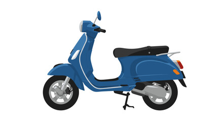 Obraz premium Blue scooter side view in flat design for urban mobility concepts