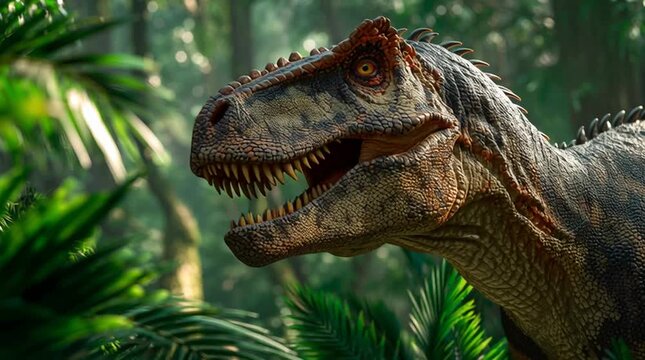Albertosaurus dinosaur in the jungle generative ai