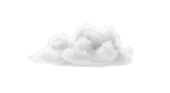 transparent, volumetric, fluffy cloud floating on an expansive transparent high-key studio background with negative space, concept of potential and new beginnings