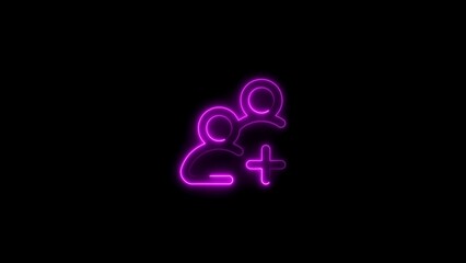 Neon glowing social media add friends icon representing connection and community