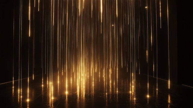 Golden Rain Falling on Dark Stage