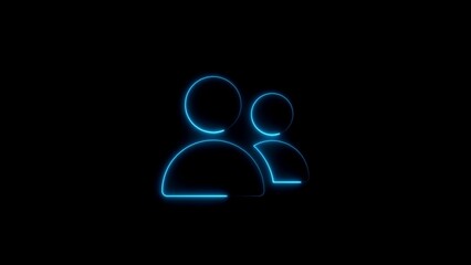 Two person profile icons representing users or team members against a black backdrop