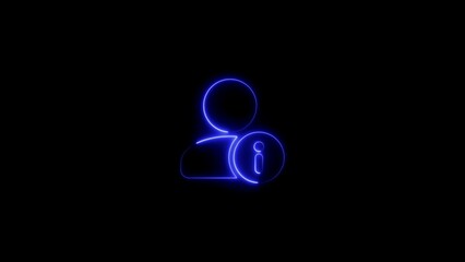 User profile information icon symbol glowing neon blue outline on a black background design