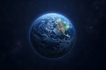 Fototapeta premium Digital Earth Globe Floating in Dark Space