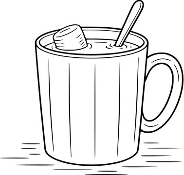 hot drink with marshmallow and spoon clip art preview