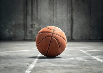 A basketball sits centered on a weathered court, the muted tones and textured background creating a sense of history and the enduring spirit of the game, ready for action