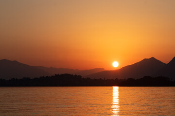 Beautiful sunset over Lake Maggiore, Italy.