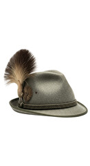 PNG cut out isolated background. A studio photograph of a traditional Bavarian alpine hat, also known as a Tyrolean hat.