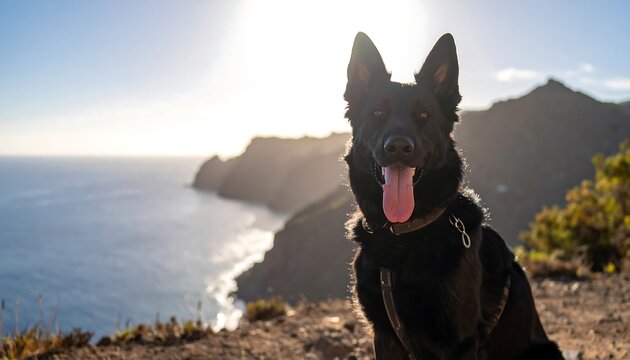 Black German Shepherd with Coastal Hike.