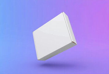 Blank white book or notebook floating against a vibrant purple and blue gradient background