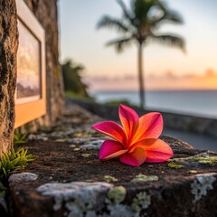 Tropical Plumeria Flower Sunset Beach Photography