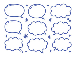 Hand Drawn Speech Bubbles and Thought Clouds in Vector Illustration Style for Creative Communication and Design Projects