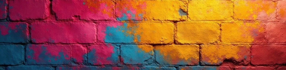 Rough-textured walls, bright clothing details, rebellious, graffiti