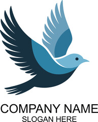 Fototapeta premium Elegant Blue Bird Emblem for Nature and Freedom Exploration