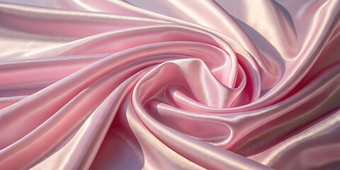 Obraz premium A swirl of soft pink satin fabric with smooth folds and gentle curves