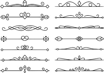 Collection of Decorative Ornate Flourishes and Dividers in Black and White border