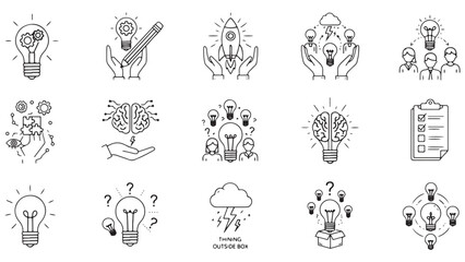 Idea, creativity line icon set