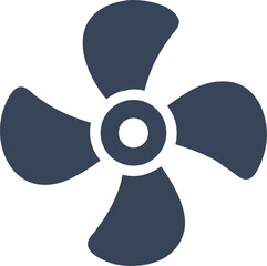 Simple fan blade icon on a clean white background