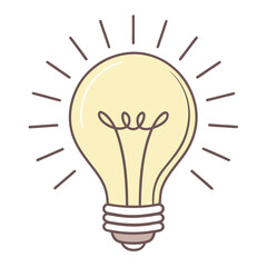 Illustration of a glowing light bulb on a clean white background