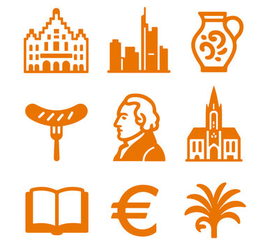 vector isolated orange color frankfurt traditional cultural symbols