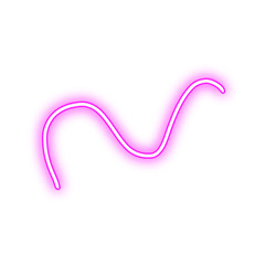 A pink neon light in a curved shape on a white background.