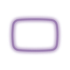 A glowing purple neon rectangular frame with rounded corners on a white background, creating a vibrant border effect.